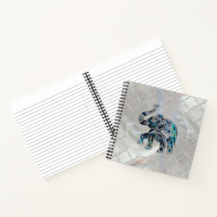 Silver Gerahmt Elephant on Abalone and Pearl Notizblock