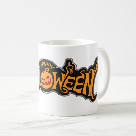 Silver Gerahmt Happy Halloween Ruby Mit Augen Pump Kaffeetasse (VorderseiteRechts)