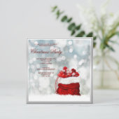 Silver Gerahmt Santa Strumpf Weihnachten Einladung (Stehend Vorderseite)