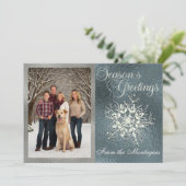 Silver Gerahmtes Foto & Crystal Snowflake Feiertagskarte (Stehend Vorderseite)
