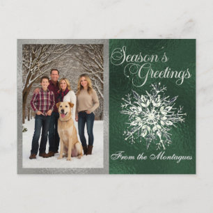 Silver Gerahmtes Foto & Crystal Snowflake Feiertagspostkarte