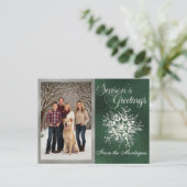 Silver Gerahmtes Foto & Crystal Snowflake Feiertagspostkarte (Stehend Vorderseite)