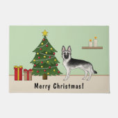 Silver German Shepherd Weihnachtsbaum Fußmatte (Vorderseite)
