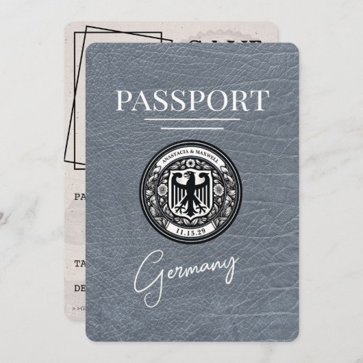 Silver Germany Passport Save the Date (Vorne/Hinten)