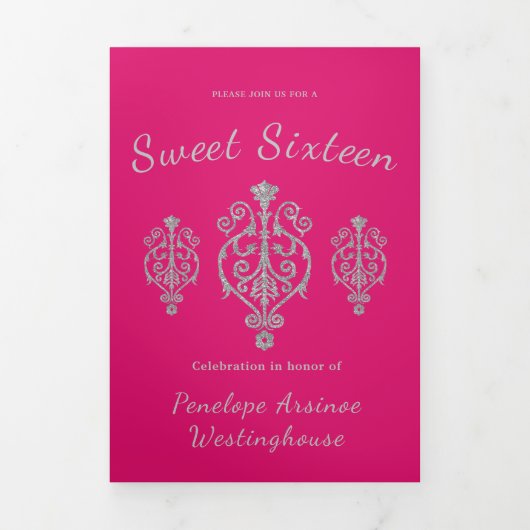 Silver Ghear Sweet 16 Party Einladung (Cover)