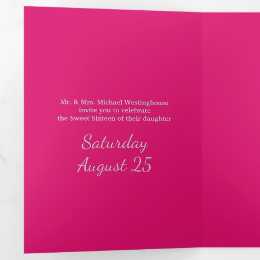 Silver Ghear Sweet 16 Party Einladung (Innen Erste Seite)