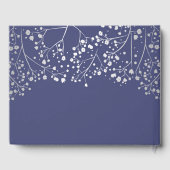 Silver Gipskraut Floral Elegant Navy Hochzeit Gästebuch (Rückseite)