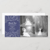 Silver Gipskraut Navy Hochzeit Foto Vielen Dank Dankeskarte (Vorne/Hinten)