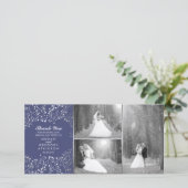 Silver Gipskraut Navy Hochzeit Foto Vielen Dank Dankeskarte (Stehend Vorderseite)