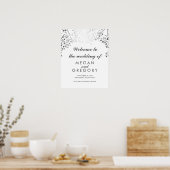 Silver Gipskraut Wedding Welcome Sign Plum Poster (Küche)