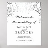 Silver Gipskraut Wedding Welcome Sign Plum Poster (Vorne)