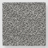 Silver Glam Black Leopard Print Steinuntersetzer (Vorderseite)