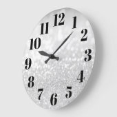 Silver Glam Bokeh Glitzer Große Wanduhr (Winkel)