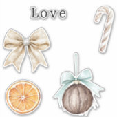 Silver Glam Bow Liebe Orange Coconut Candy Cane Aufkleber (Vorderseite)