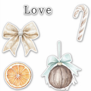 Silver Glam Bow Liebe Orange Coconut Candy Cane Aufkleber