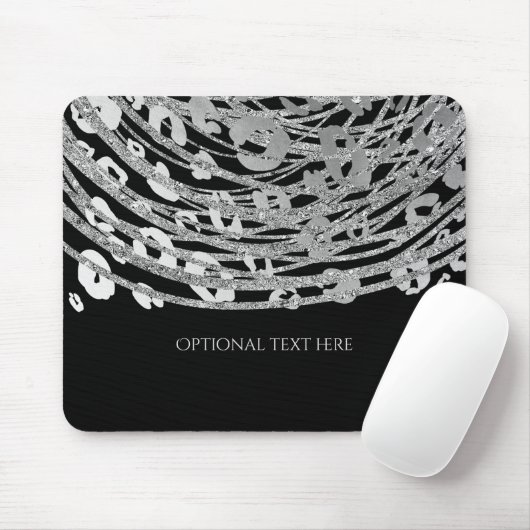 Silver Glam Cheetah Print Exotic Animal Print Mousepad (Mit Mouse)