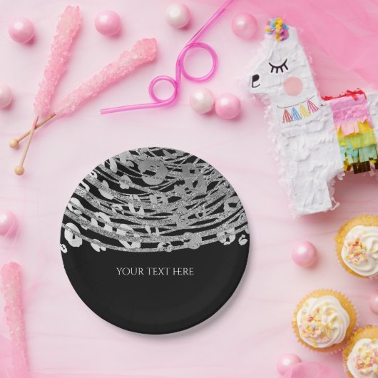 Silver Glam Cheetah Print Exotic Print Party Pappteller (Party)