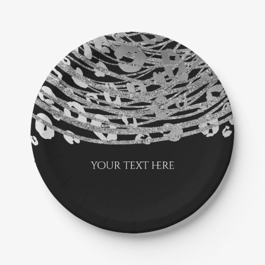 Silver Glam Cheetah Print Exotic Print Party Pappteller (Vorderseite)