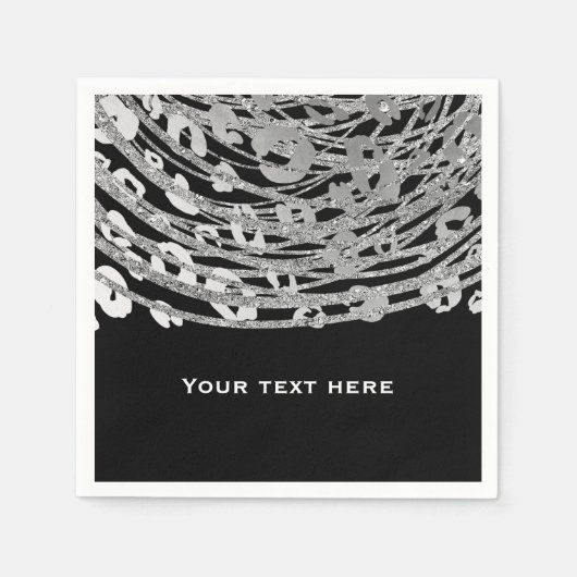 Silver Glam Cheetah Print Exotic Print Party Serviette (Vorderseite)