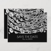 Silver Glam Cheetah Print Exotic Save the Date Ankündigungspostkarte (Vorne/Hinten)