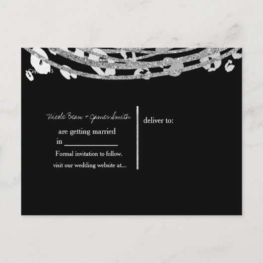 Silver Glam Cheetah Print Exotic Save the Date Ankündigungspostkarte (Rückseite)