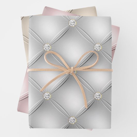 Silver Glam Diamond Blush Champagne Geschenkpapier Set (Beispiel)