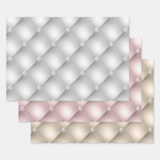 Silver Glam Diamond Blush Champagne Geschenkpapier Set (Set)