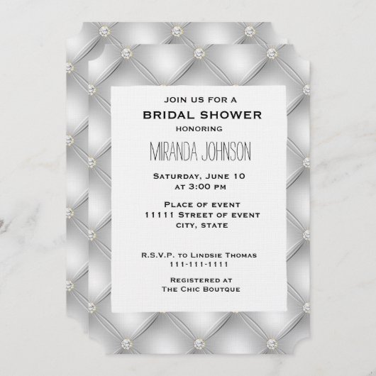 Silver Glam Diamond Brautparty Einladung (Vorne/Hinten)