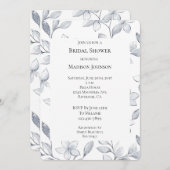 Silver Glam Floral Brautparty Einladung (Vorne/Hinten)