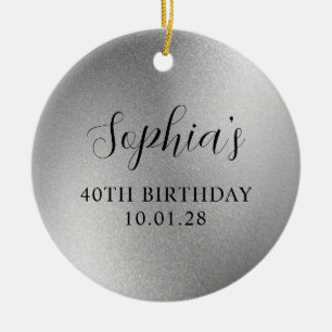 Silver Glam Foil 40. Geburtstag Foto Keramik Ornament