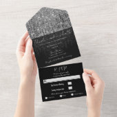 Silver Glam Glitzer Moderne Sparkle Hochzeit All In One Einladung (Abreißen)