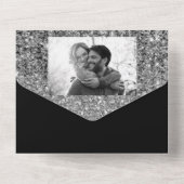 Silver Glam Glitzer Moderne Sparkle Hochzeit All In One Einladung (Rückseite)