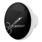 Silver Glam Glitzer Scheren Moderner Chic Salon Keramikknauf (Rechts)