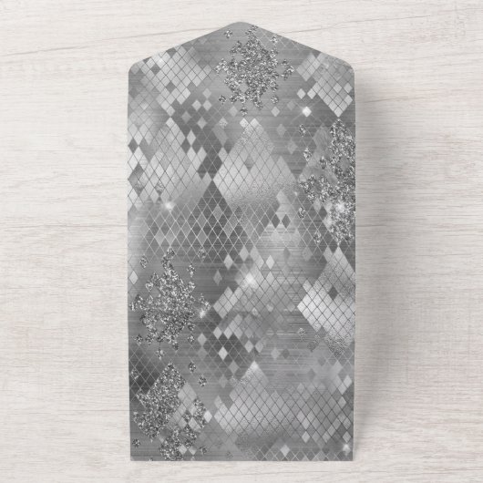 Silver Glam Glitzer Schlange Haut All In One Einladung (Außenbereich)