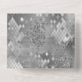 Silver Glam Glitzer Schlange Haut All In One Einladung (Rückseite)