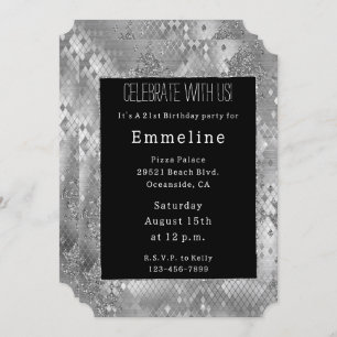 Silver Glam Glitzer Schlange Haut Einladung