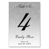 Silver Glam Glitzer Tischnummer Card (Rückseite)