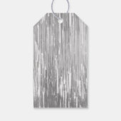 Silver Glam Glitzy Tinsel Stripes Geschenkanhänger (Rückseite)