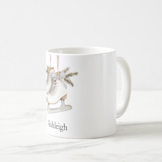 Silver Glam Ice Skate Weihnachten Kaffeetasse (VorderseiteRechts)