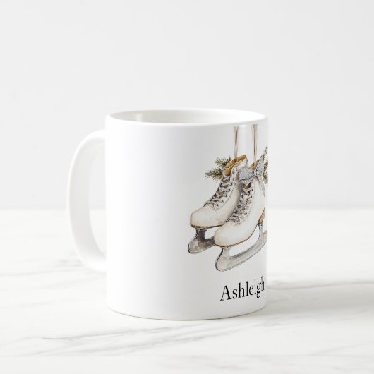 Silver Glam Ice Skate Weihnachten Kaffeetasse (Vorderseite Links)