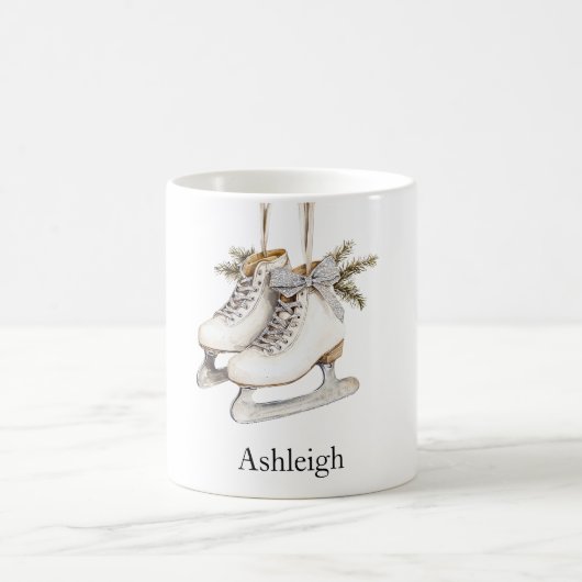 Silver Glam Ice Skate Weihnachten Kaffeetasse (Mittel)