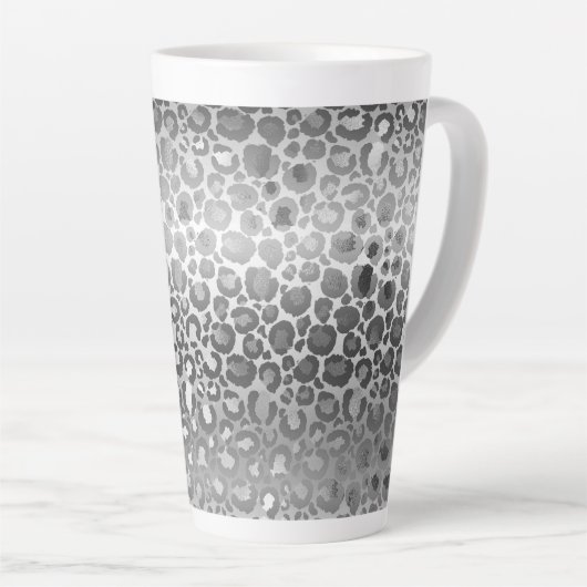 Silver Glam Leopard Animal Print Milchtasse (Rechte Ecke)