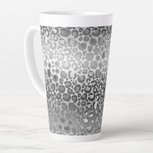Silver Glam Leopard Animal Print Milchtasse (Linke Ecke)