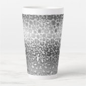 Silver Glam Leopard Animal Print Milchtasse (Vorderseite)