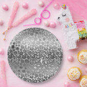 Silver Glam Leopard Animal Print Pappteller (Party)