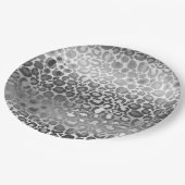 Silver Glam Leopard Animal Print Pappteller (Schrägansicht)