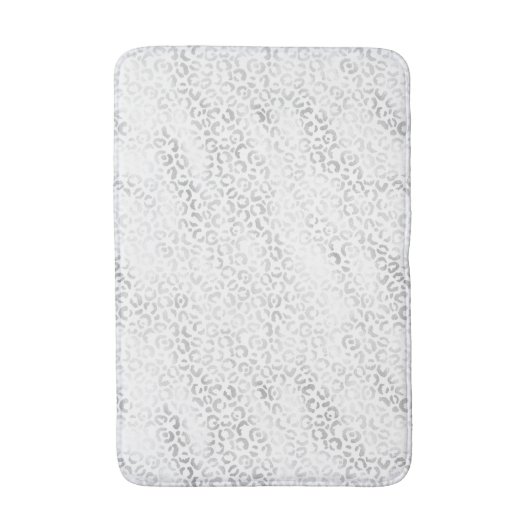 Silver Glam Leopard Print Badematte (Vorderseite Vertikal)