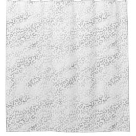 Silver Glam Leopard Print Duschvorhang
