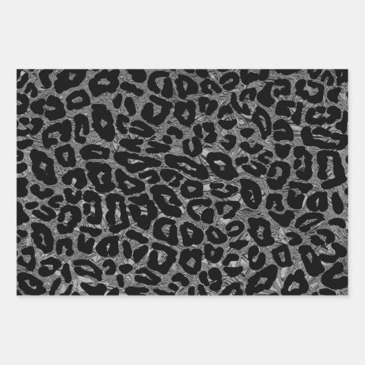 Silver Glam Leopard Snowflake Rainbows Geschenkpapier Set (Vorderseite)