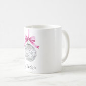 Silver Glam Ornament mit Pink Bow Weihnachten Kaffeetasse (VorderseiteRechts)